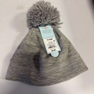 Cat & Jack Toddler Winter Pom-Pom Beanie Hat 12-24M Blue Gray